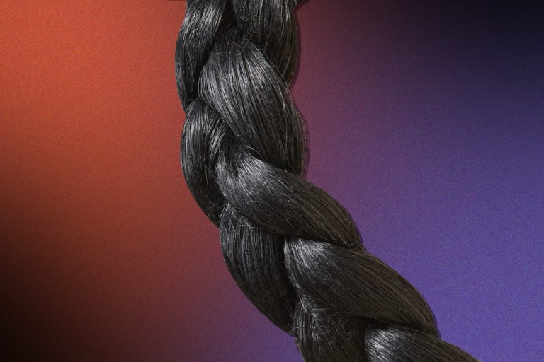  a braid of dark hair