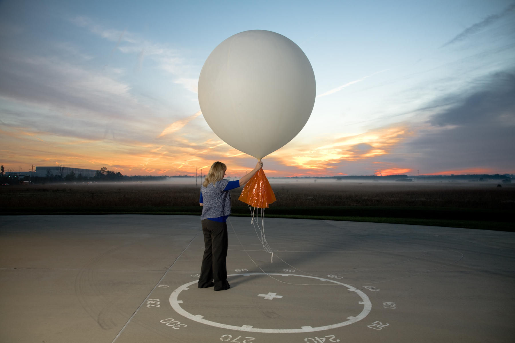STERLING, VA-OCTOBER 1:Meteorologist, Carrie Suffern Prepares to Release the Weather Balloon at National Weather Service Headquarters on October 1, 2012 in Sterling Virginia(Photo by Benjamin C. Tankersley/For The Washington Post)